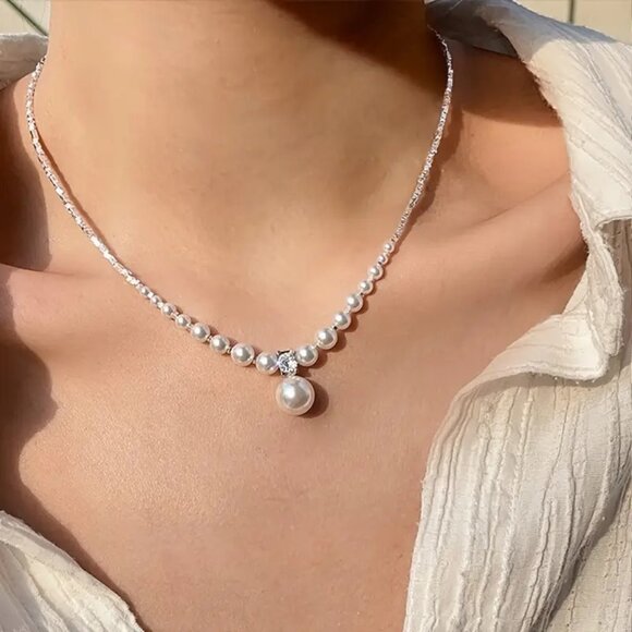 925 SterlingSilver Freshwater Shell Freshwater Pearls Necklace Original Handmade - Picture 3 of 8